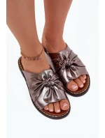 Klapki Damskie Na Płaskim Obcasie Grafitowe Nelvira