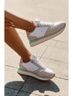 Dámske semišové tenisky Big Star HI-POLY SYSTEM - béžovo-biele