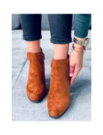 Dámske členkové topánky so stĺpovým podpätkom UK11P Brown Camel - Seastar