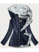 Tmavo modrá dámska bunda s ozdobnými vsadkami (MM50)