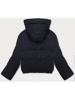 Tmavomodrá dámska krátka prechodná bunda s odnímateľnou kapucňou J Style (16M9088-215)