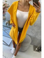 Voľná bunda s kapucňou v horčicovej farbe