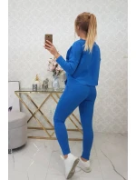 Súprava s oversize blúzkou nevädzovej modrej farby