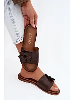 Dámske kožené papuče so Zazoo 40477 Chocolate Dámske kožené papuče so Zazoo 40477 Chocolate