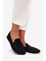 Mokasyny Damskie Z Eko Zamszu Płaskie Czarne Miryelle
