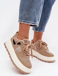 Zateplené dámské tenisky na platformě béžové Florinda