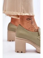 Eleganckie Półbuty Na Słupku Z Ozdobą Zielone Lemar Harmell