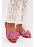 Dámské ploché pantofle s výzdobou Fuksie Grelora