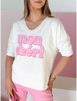 Dámska blúzka CHERINO biela FashionStreet RY2902 s oversize potlačou Dámska blúzka CHERINO biela FashionStreet RY2902 s oversize potlačou