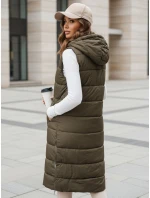 Dámska dlhá prešívaná zelená vesta FashionStreet TY5268