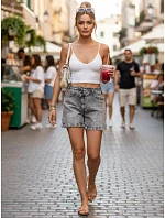Dámske šedé džínsové šortky FashionStreet SY0523