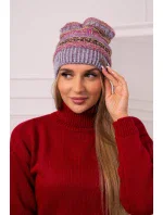 Čiapka s fleecom Patrycja K254 fialová+sivá