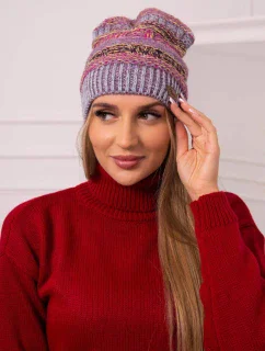 Čiapka s fleecom Patrycja K254 fialová+sivá