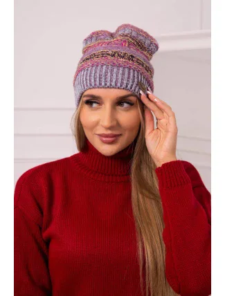 Čiapka s fleecom Patrycja K254 fialová+sivá