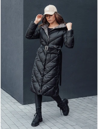 Dámsky zimný prešívaný kabát s kapucňou CELESTIE black FashionStreet TY4513