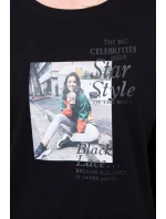 Blúzka s potlačou Star Style čierna Blúzka s potlačou Star Style čierna