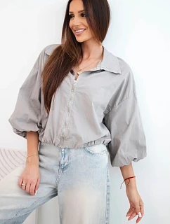 Dámska bavlnená bunda typu bomber na zips, farba fango zelená
