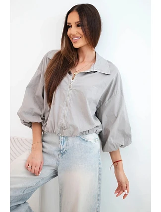 Dámska bavlnená bunda typu bomber na zips, farba fango zelená Dámska bavlnená bunda typu bomber na zips, farba fango zelená