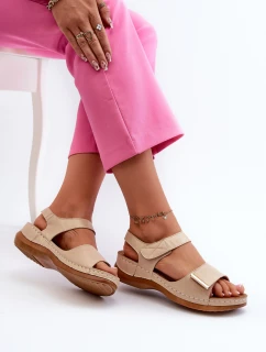 Wygodne Sandały Damskie Na Rzep Beżowe Iphiope