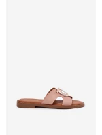 Klapki Damskie Na Płaskim Obcasie Z Ozdobą Vinceza 17381 Beżowe