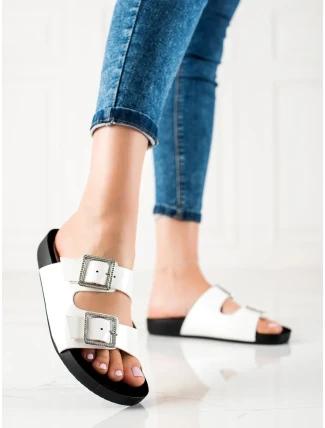 Exkluzívne nazúvaky dámske biele bez podpätku