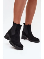 Botki Sztyblety Damskie Na Klocku Czarne Luvina