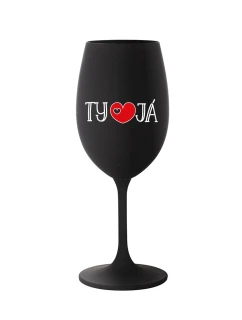 TY A JÁ - černá sklenice na víno 350 ml