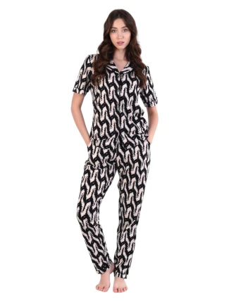 Dámske pyžamo 180/155 čiernobéžové - Karol