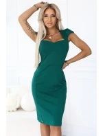 318-7 Elegantné MIDI šaty s krásnym výstrihom - ZELENÉ 318-7 Elegantné MIDI šaty s krásnym výstrihom - ZELENÉ