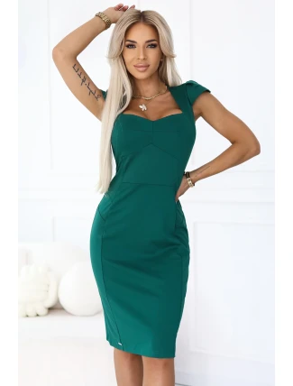 318-7 Elegantné MIDI šaty s krásnym výstrihom - ZELENÉ 318-7 Elegantné MIDI šaty s krásnym výstrihom - ZELENÉ