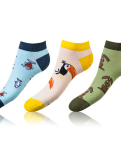 Zábavné nízke crazy ponožky unisex v sete 3 páry CRAZY IN-SHOE SOCKS 3x - BELLINDA - hnedá