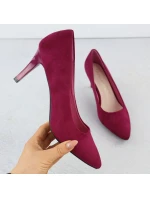 Dámske semišové lodičky na podpätku vo fuchsiovej farbe Sergio Leone 1336