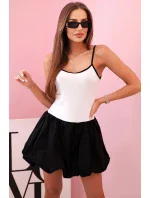 Dámske šaty bez ramienok s rozšírenou bavlnenou sukňou - biele