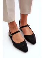 Baleriny Damskie Na Niskim Obcasie Z Odkrytą Piętą Sergio Leone SK831 Czarne