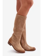 Zamszowe Kozaki Damskie Do Połowy Łydki Na Zamek Lewski 3616 Beżowe Zamszowe Kozaki Damskie Do Połowy Łydki Na Zamek Lewski 3616 Beżowe