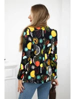 Bavlnená bunda s potlačou a gombíkom čierna