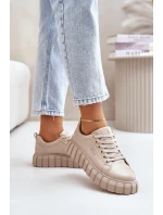 Ocieplane Sneakersy Damskie Big Star MM274618 Beżowe