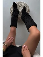 Wsuwane Kozaki Kowbojki Damskie Na Słupku Z Frędzlami Czarne Zalia