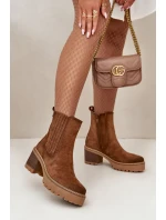 Dámske členkové topánky na podpätku Eco Suede Insulated Dark Brown Nevitas Dámske členkové topánky na podpätku Eco Suede Insulated Dark Brown Nevitas