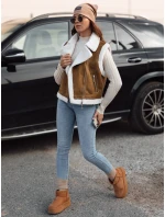 Dámska semišová vesta s ovčou kožušinou WOOLZIP camel FashionStreet TY4741