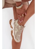 Buty Sportowe Sneakersy Damskie Big Star SS274014 HI-POLY SYSTEM Beżowo-Złote