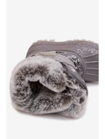 Dětské zimní boty s kožešinou na suchý zip Lee Cooper LCJ-25-10-3788 šedé