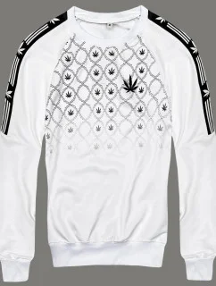 Pánska mikina s potlačou biela (8B1108-1)