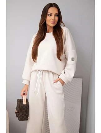 Dámsky set maslová mikina + nohavice béžová