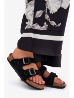 Zamszowe Klapki Damskie Z Klamrami Big Star RR274A390 Czarne