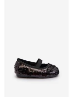Balerinki Dziecięce Ozdobione Cekinami Czarne Weries