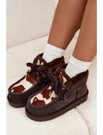 Śniegowce Damskie Z Naturalnego Zamszu Łaty D.Franklin DFSH375008 Czekoladowe