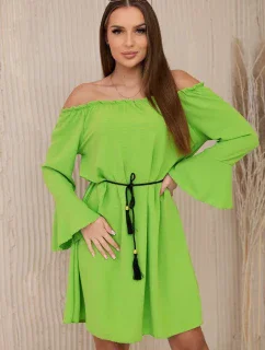 Šaty viazané v páse so šnúrkou svetlo zelená