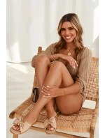 Dámske kožené papuče s mašľou Beige Becky
