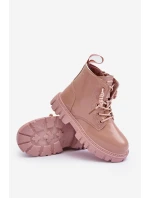 Ocieplane Lakierowane Botki Dziecięce Big Star MM374144 Różowe